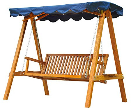 Outsunny - Dondolo con baldacchino 3 posti altalena da giardino panchina swing in legno