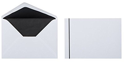 Paper24 – 25 Trauerbriefumschläge B6 (125 x 176 mm), mit schwarzem Trauerrand (2 mm) & Seidenfutter, klassisch weiß