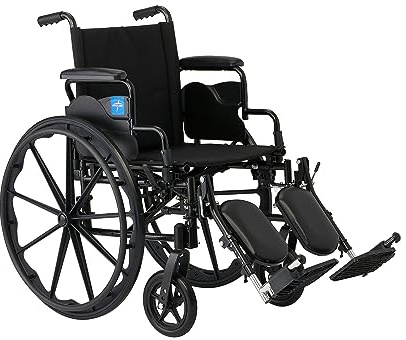 Medline Lightweight Wheelchair for Adults with Swing-Back, Desk-Length Arms, Elevating Leg Rests; 16 W x 16 D Seat