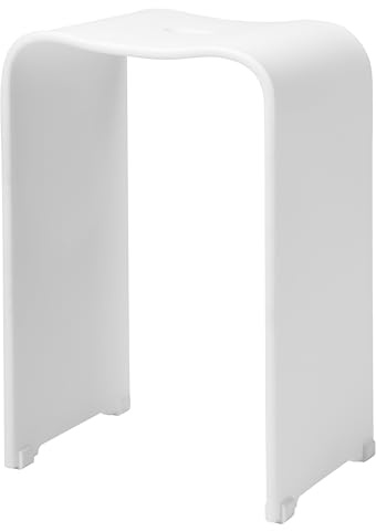 bremermann Badhocker, Duschhocker Acryl, ca. 33 x 27,5 x 48 cm (B/T/H), mit Griffmulde, ergonomisch geformt, belastbar maximal 130 kg (weiß-matt)