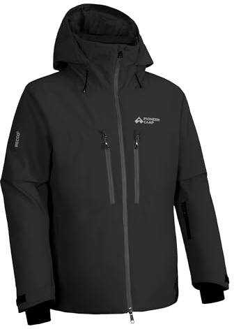 Pioneer Camp Homme Vestes de Ski Imperméables Snowboard Jacket avec Multi-Poches et Capuche Noir M
