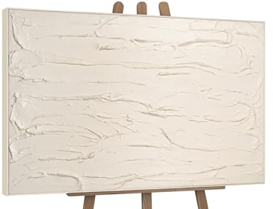 YS Quadro con cornice realizzato a mano tele per camera da letto Velo Immagini decorazione casa bianco strutturato Pittura acrilica su tela 140x100 cm