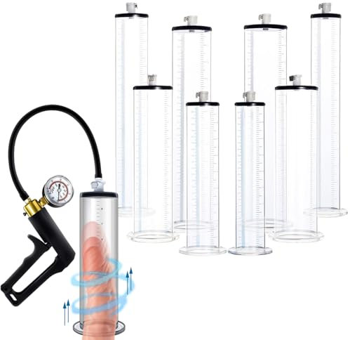 NAIXBTY Penispumpe mit Griff und Manometer SM Silikon Rohr Handpumpe Erektion Penispumpe Potenzsteigerung Penisverlängerung Impotenzhilfe Vakuumpumpe Sex Spielzeug für Männer (A:23 * 4.5cm)