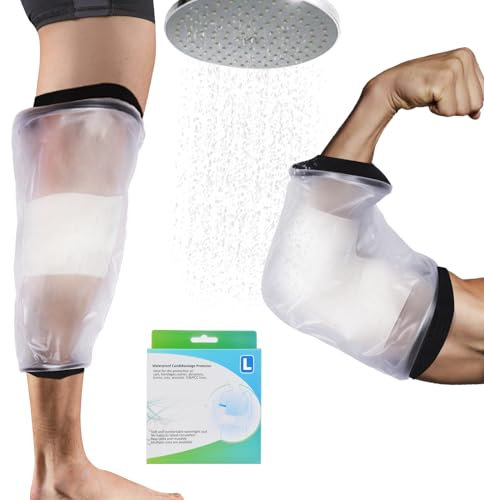 JUNUNDJING Gipsschutz Wasserdicht Arm,Duschhandschuh, Erwachsene Verbandschutz Wasserdicht Duschschutz Arm Gips für Bad & Dusche, Größe L, Die für größere Arme verwendet werden oder Erwachsener Bein