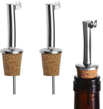 pcsfoe 2 pcs Versatori In Acciaio Inox Metal,Tappi bottiglie vino,Tappi per bottiglie di vino,Versatore Dosatore,Professionale Versatore,Metal pour barman per Vino Olio Cocktail Succo