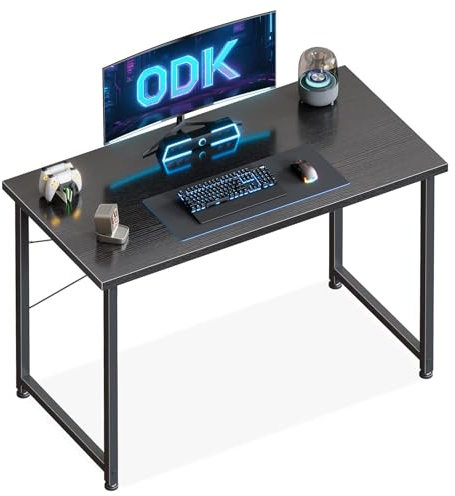 ODK 100×48 cm Desk, Small Computer Desk for Home Office, Study Office Table for Small Space, Easy Assembly, Black