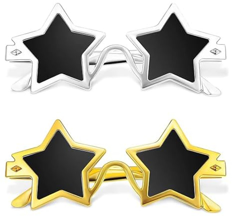 ZEACCT 2 Lentes de Estrella de Pentagrama de Los, Gafas de Sol en Forma de Estrella, Gafas de Sol Novedosas en Forma de Estrella, para Hombres, Mujeres, Niños, Accesorios para Fotos de Playa