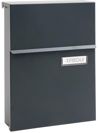 ARREGUI Line E6805 Buzón Exterior de Acero Pequeño Tamaño S (Correo DIN A5) | Fijación a Pared | para Correo con Cerradura Tapada | Antilluvia | Moderno | Fácil de Instalar | Antracita