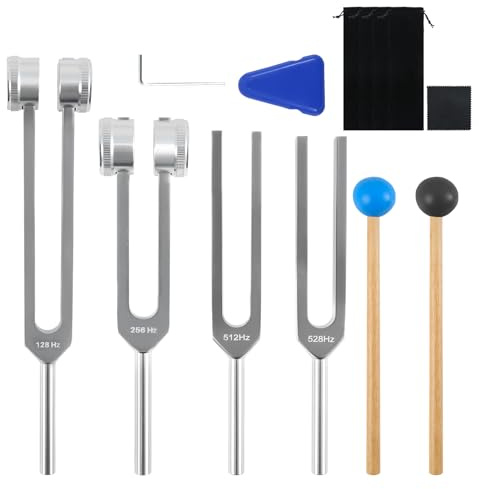 cupeohome Tuning Forks for Healing (128Hz, 256Hz, 512Hz, 528Hz), Tuning Forks Medical for Chakra Healing, Tuning Fork Set Frequency Healing Devices for Sound Healing, Meditation, Relaxation