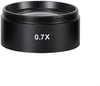 Autilyshop WD165 hjälpobjektivlins 0,5 x 0,7 x 2,0 x mikroskop kameralins barlow glaslins legering svart för trinokulär kikare stereo zoom mikroskop förstorat fält av (0,7 X)