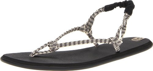Sanuk Damen Rasta Knotty Zehentrenner, Schwarz (Black/Cream)