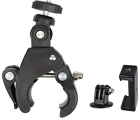 D&F Universal Bike Mount Holder Quick Release Pipe Clamp Mounts with 1/4 Screw and Phone Clip for all GoPro Hero 13/12/11/10/9 Action Cameras & Smartphone