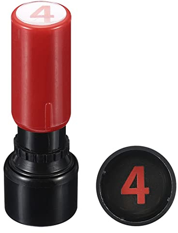 PATIKIL Number Stamps Self Inking, Numeral 4 7mm Red Plastic Round Number Stamp for Class Notebook Scrapbooking DIY Craft