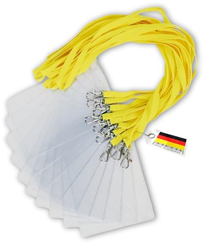 Schlüsselbänder aus Baumwolle mit Ausweishülle DIN A6 - twist4® (gelb, 10 Stück)