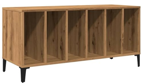 vidaXL Record Cabinet - Sideboard Storage Unit with Metal Legs - Artisan Oak Engineered Wood Vinyl Stand - 100x38x48 cm Modern Side Storage