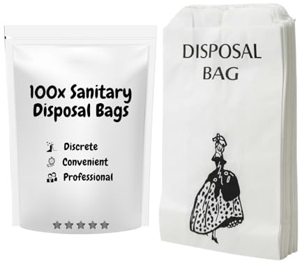 Sanitary Disposal Bags, Pack of 100 Disposable Paper Sanitary Bags, White Paper Bags for Period Pads, Feminine Hygiene Products, Nappies | Discrete Sanitary Bags