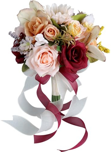 Bouquet da sposa per celebrazioni di nozze fiori di rosa artificiali veri come seta bouquet di fiori centrotavola per feste palmare