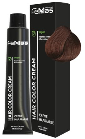 FemMas Haarfarbe Hellbraun Sandviolett 5.72 I Creme Haarfarbe mit Arganöl, Keratin & Ceramiden I Als dauerhafte Haarfärbung oder Tönung für strahlende, haltbare Farbergebnisse I 100 ml