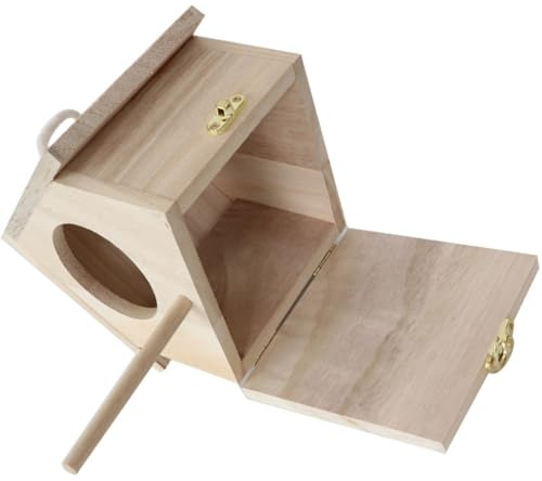 Homoyoyo Nichoir Suspendu en Bois Naturel pour Petits Oiseaux, Mangeoire Résistante aux Intempéries, Décoration Jardin Extérieure, Balcon et Terrasse, Maison pour Pinsons et Merles Bleus