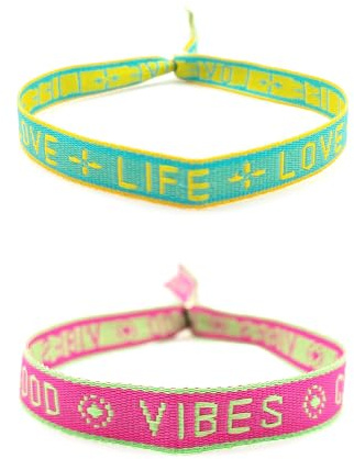 XCSJ Lot de 2 bracelets en tissu style surfeur - Bracelet en textile tendance pour homme et femme - Bracelet réglable avec inscription en allemand - Bracelets en tissu coloré pour le quotidien et les