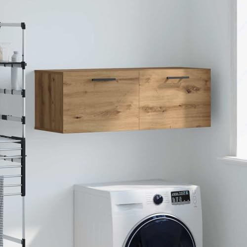 Plumbpyr Armoire murale en chêne Artisan 100 x 36,5 x 35 cm avec 2 compartiments, montage mural, espace de rangement pour bureau, couloir, cave, atelier, ménage, organisateur et armoire de rangement