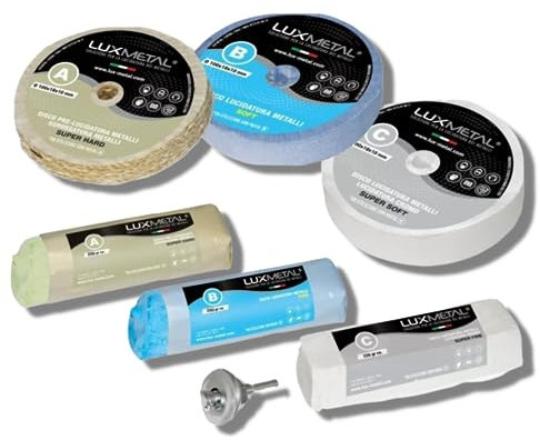 Lux Metal 3 polierpaste 250 g - 3 Polierscheibe 100 mm, Polierset set DIY kit Schleifpaste Metall, Aluminium, für Bohrmaschine, Edelstahl, Messing, Kupfer, Holz, Kunststoff, schleifmaschinen, messer