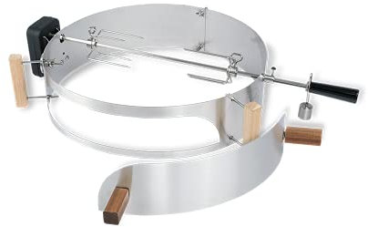 MOESTA-BBQ 10095 Smokin' PizzaRing Rotisserie-Set - Elektrischer Spießdreher für Kugelgrill mit 67 cm Ø, Batterie Motor