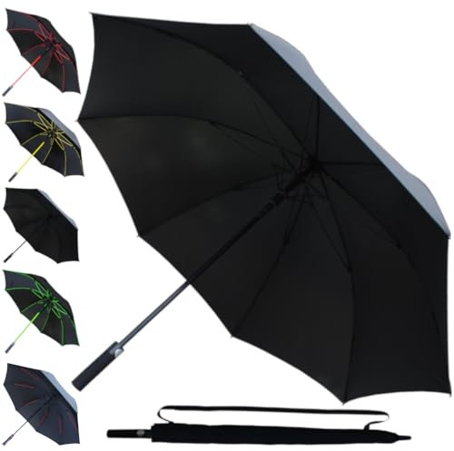 COLLAR AND CUFFS LONDON 95KPH Golfschirm Sturmfest XL - Regenschirm Groß 154 cm Bogen - Stockschirm Herren Damen Windfest - SEHR STARK - Windproof - Verstärkt mit Fiberglas - Automatik - Schwarz