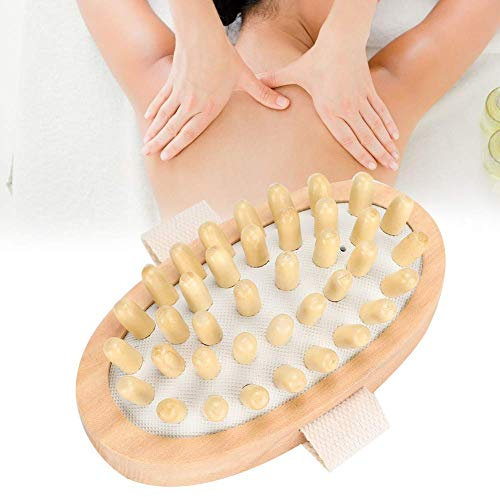 Massagebürste, Haar Kopfhaut Spa Bad Massagegerät Holz Massagegerät Körperbürste Muskel Relax Palmen Sauna Spa Bad Massage Scrubber zur Hautpflege und Massage gegen Cellulite für Frauen und Männer