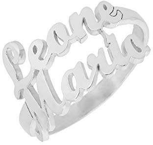 doble aro - Anillo Personalizado con Nombre - Anillo de Plata para Mujer - Anillo hasta 3 Nombres - Modelo Clásico Plata, Plata de Ley 925/1000.