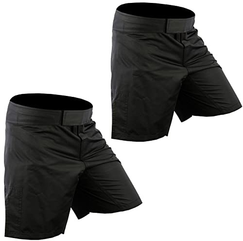 Roar 2,3 Pack MMA Grappling Kickboxing BJJ Shorts MMA Muay Thai Fight Shorts No Gi Workout Athletic Shorts (Black # 2 (Pack of 2), Large)