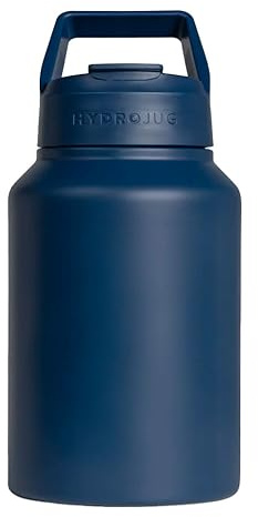 HydroJug Stainless Steel Half-Gallon Water Bottle 64oz - Keeps Temp For 24 Hours - Refillable, Reusable Jug With Carry Handle - Leakproof Guarantee - Great For On-The-Go Hydration - BPA Free