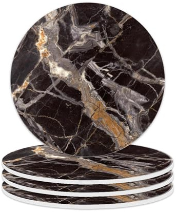 Pagnanno. Chopping Board-Catering Cutting Set-Kitchen Board-Glass Worktop Savers-Sink Chopping Board-Large-Worktop Protectors Heat Resistant-Marble Effect (Design 9, Round Coaster (10cm) - Pack of 4)