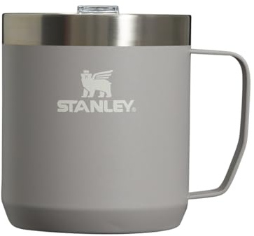Stanley Stay Hot Camp Mug - Durable 18/8 Stainless Steel Insulated Mug - Splash-Free Tritan™ Drink-Thru Lid - 12 OZ - Ash 2.0