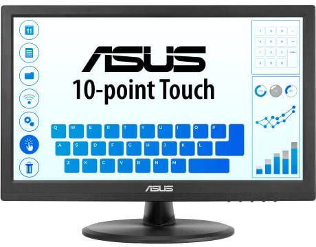 ASUS 15.6” 1080P Touch Monitor (VT169HE) - Full HD, 10-Point Touchscreen, IPS, Wide Viewing Angle, Frameless, Eye Care, Flicker Free, Low Blue Light, HDMI, Windows 11 Compliance, VESA Mountable
