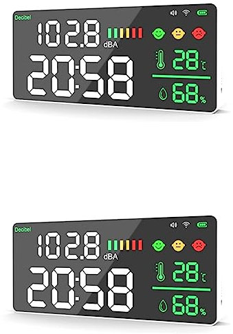 TsoLay 2X TUYA Wifi Digitaler Dezibel-Schallmesser Wandmontierter Smart Noise Tester Temperatur- und Luftfeuchtigkeitsmonitor LED-Großbildschirm