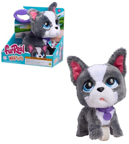 Just Play Peluche interattivo di Bulldog francese furReal Walk-A-Lots, cucciolo di peluche che cammina con suoni da 20,3 cm, 4 pezzi, giocattoli per bambini dai 4 anni