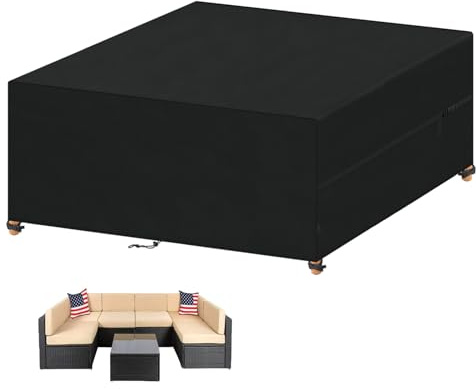 VANSHEIM Funda para Muebles de Jardín Impermeable Funda Mesa Jardin 420D Oxford Tela Anti UV Funda para Muebles de Jardin Exterior Cubierta Mesa y Sillas Jardin 250x200x80cm