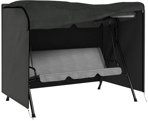 Outsunny Funda Balancín Jardín Funda Columpio Jardín Exterior Cubierta de Columpio con 2 Cremalleras Impermeable 205x124x164 cm Gris Oscuro