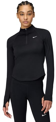 Nike Women's Tempo Dri-Fit 1/2-Zip Running Top, Black/Reflective Silver, X-Small