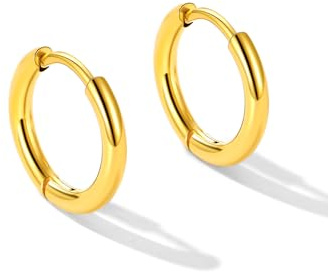 U7 boucles d'oreilles pour femmes Petit Anneaux Oreilles Doré 8mm Acier Inoxydable Créoles femme Mairiage
