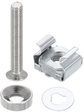 PATIKIL Dado A Gabbia M5 x 35mm Per Montaggio A Rack, 20 Pezzi Viti In Acciaio Al Carbonio Zincato Dadi A Gabbia Quadrati Ad Aggancio Rapido Per Montare Armadi Server Scaffali, Argento