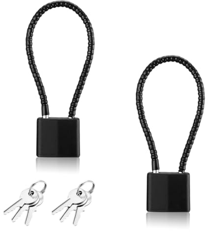 2Stück Kabelschloss mit Schlüssel,Vorhängeschloss mit Schlüssel,Schloss mit Drahtseil und Schlüssel,Drahtschloss,Robustes Vorhängeschloss Langer Bügel für Koffer,Tor,Fahrrad,Schließfach,Werkzeugkasten