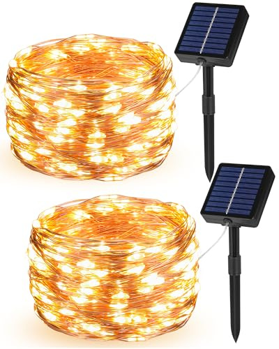 Tacobey 2 Pack Solar Fairy Lights Outdoor, Copper Wire Garden String Light