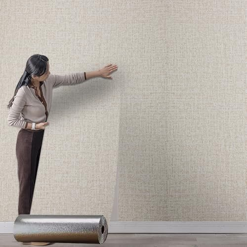 Beige Thick Self Adhesive Thermal Insulation Wallpaper For Bedroom | 3mm Thick, Thermal Insulation, Self Adhesive, Cold Wall Solution, Textured Beige, Peel and Stick, Wall Panels, Damp Proof