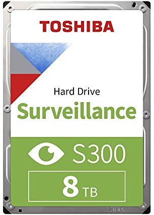 Toshiba 8TB S300 Pro Surveillance HDD - 3.5' SATA Internal Hard Drive Supports up to 64 HD cameras at a 180TB/Year workload (HDWT720UZSVA)