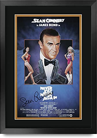 HWC Trading A3 FR James Bond - aldrig säga aldrig igen filmaffisch Sean Connery signerad gåva inramad A3 tryckt autograf film gåvor Print foto bildskärm