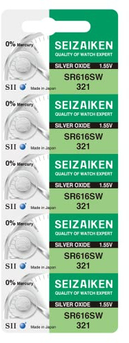 5X Knopfzellen Original SEIZAIKEN 321, SR616SW, 1.55 V, Uhrenbatterien Akku Silberoxid, 0% Quecksilber, 100% Made in Japan
