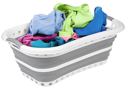 ASAB Large Collapsible Laundry Basket | Clothes Organiser Basket | Kitchen Storage Basket With Handles | Space Saving Multi Purpose Bin | Foldable Washing Tub | Portable Pop Up Laundry Baskets