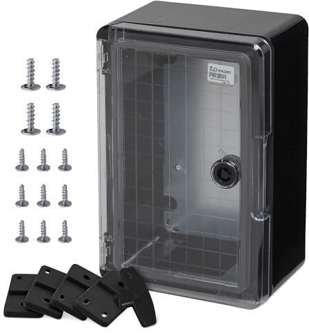 BOXEXPERT Verteilerkasten außen IP65 ABS Kunststoff 300x200x130mm Serie Fleet wasserdicht Schaltschrank Wandschrank Industriegehäuse Leergehäuse schwarz